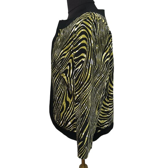 Josephine Women's Size 8 Zebra-Print Jacket - Black & Green 3/4 Sleeve - Picture 2 of 7